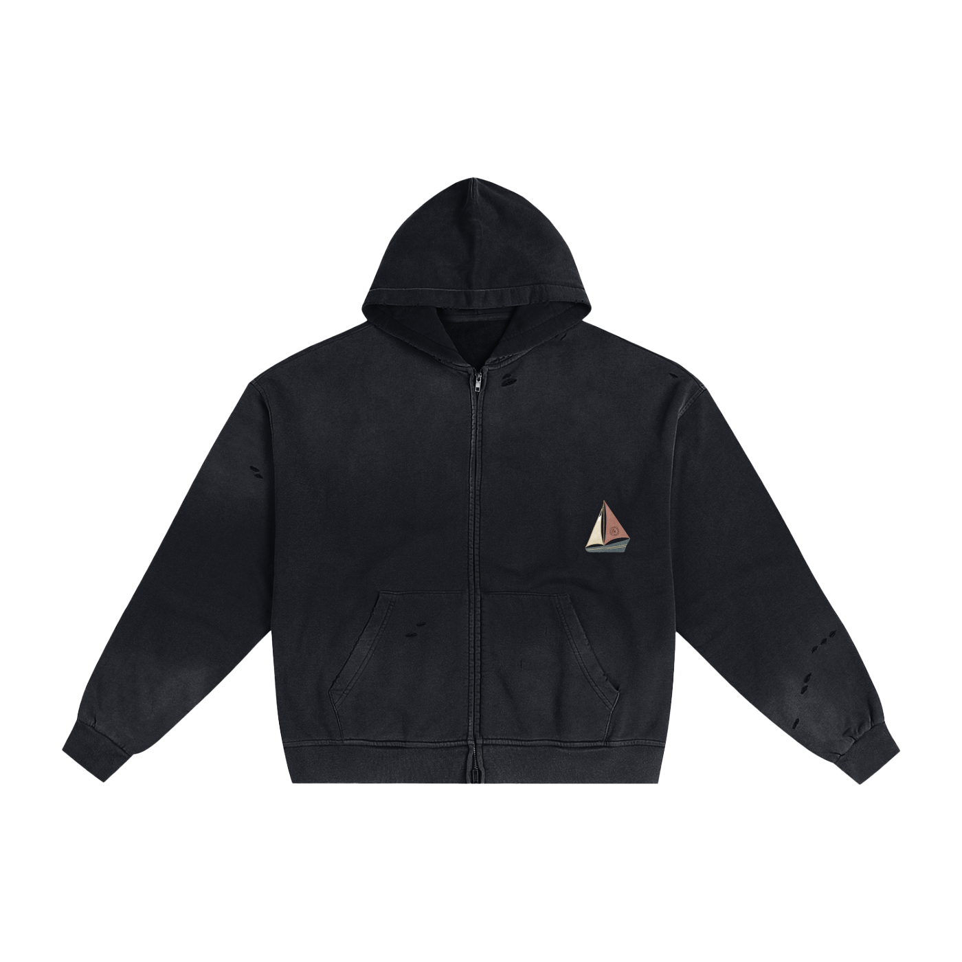 Sailing Ragged Zip Up Hoodie