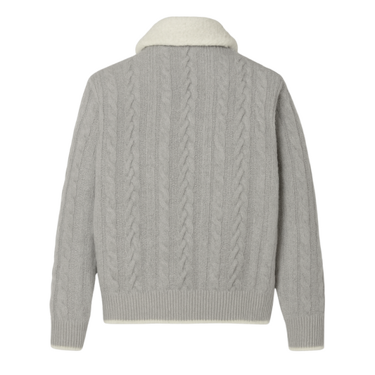 Cable-Knit Wool Sherpa Lined Jacket