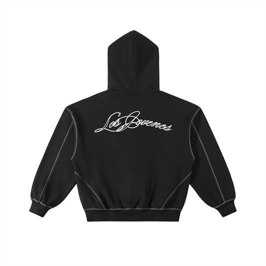 Signature Contrast Stitched Zip Up Sweater