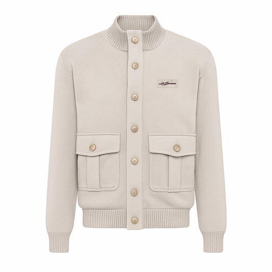 Knit Tag Button Up Jacket