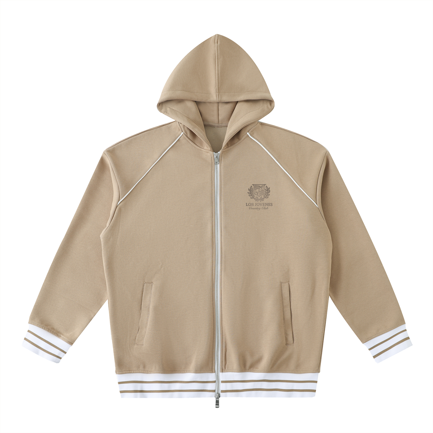 Country Club Striped Trim Zip-Up