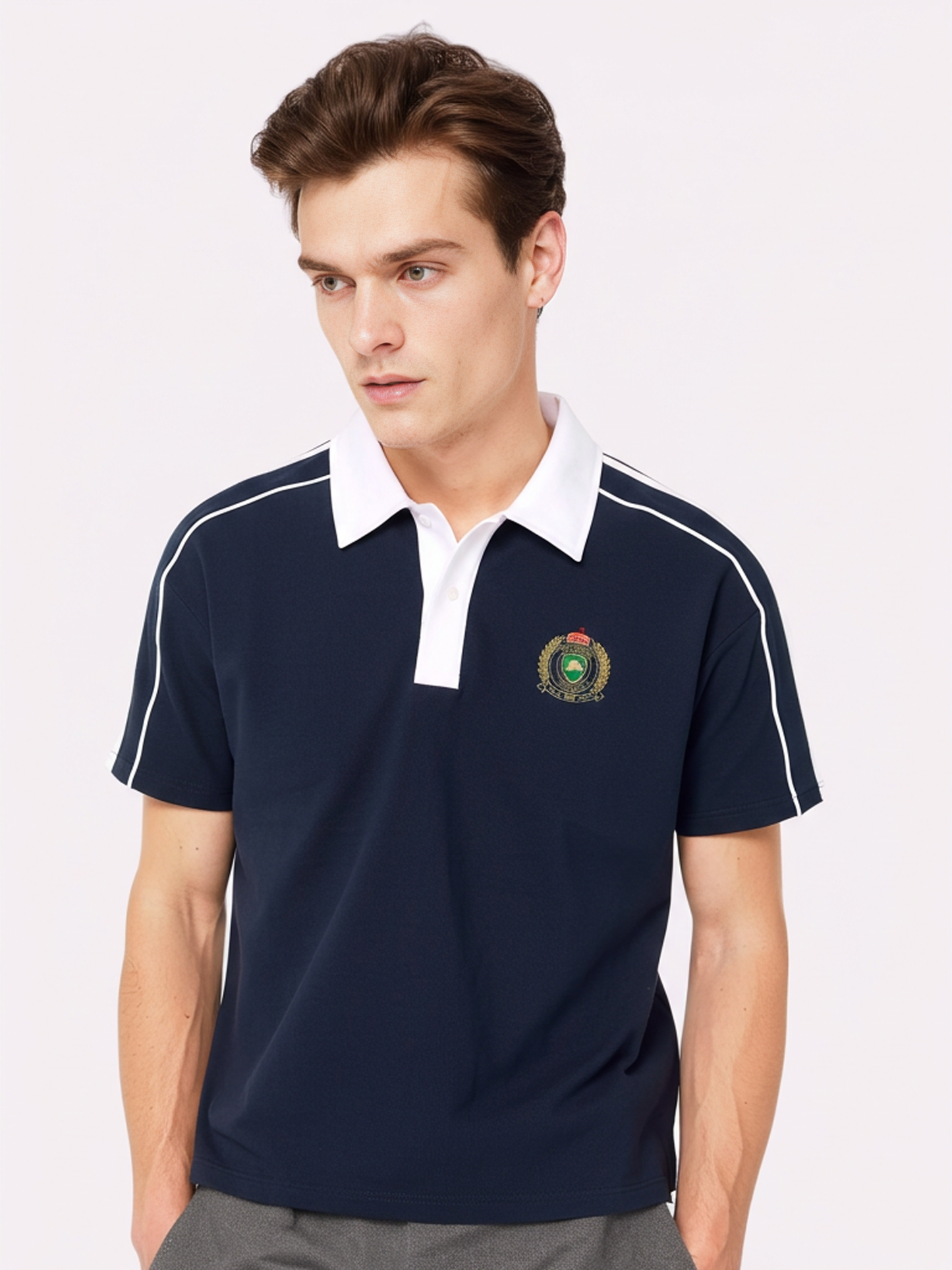 Country Club Crest Two-Tone Polo