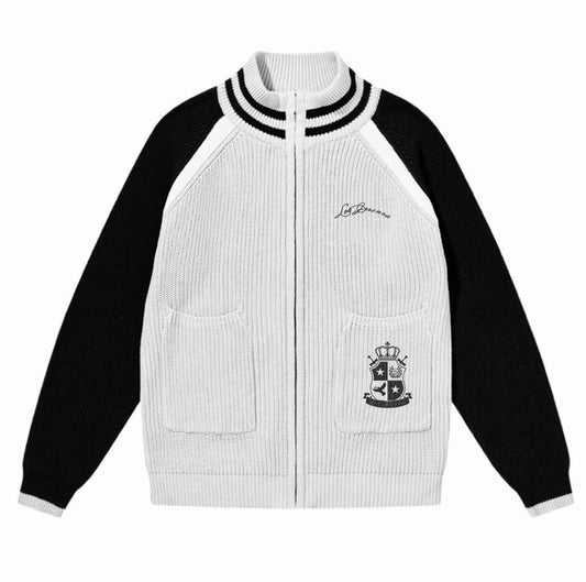 Knit Two Tone Zip Up