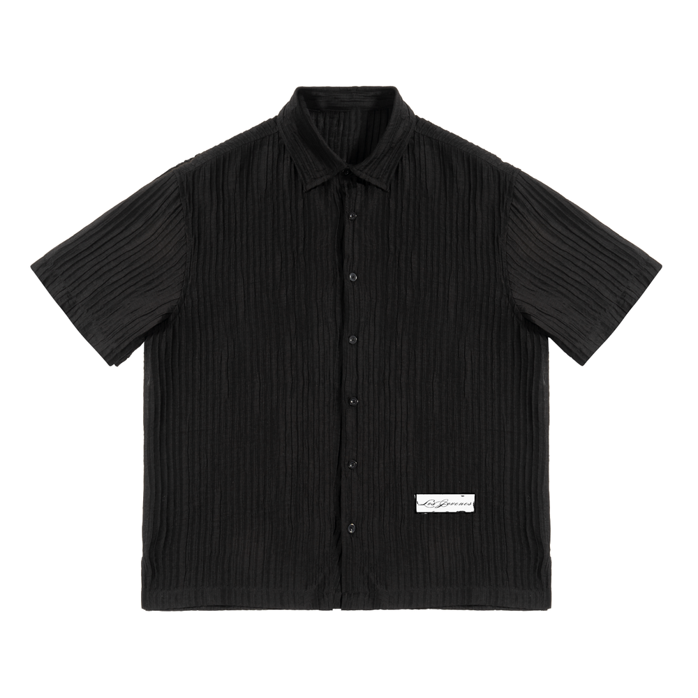 LJ Tag Textured Short Sleeve Button Down