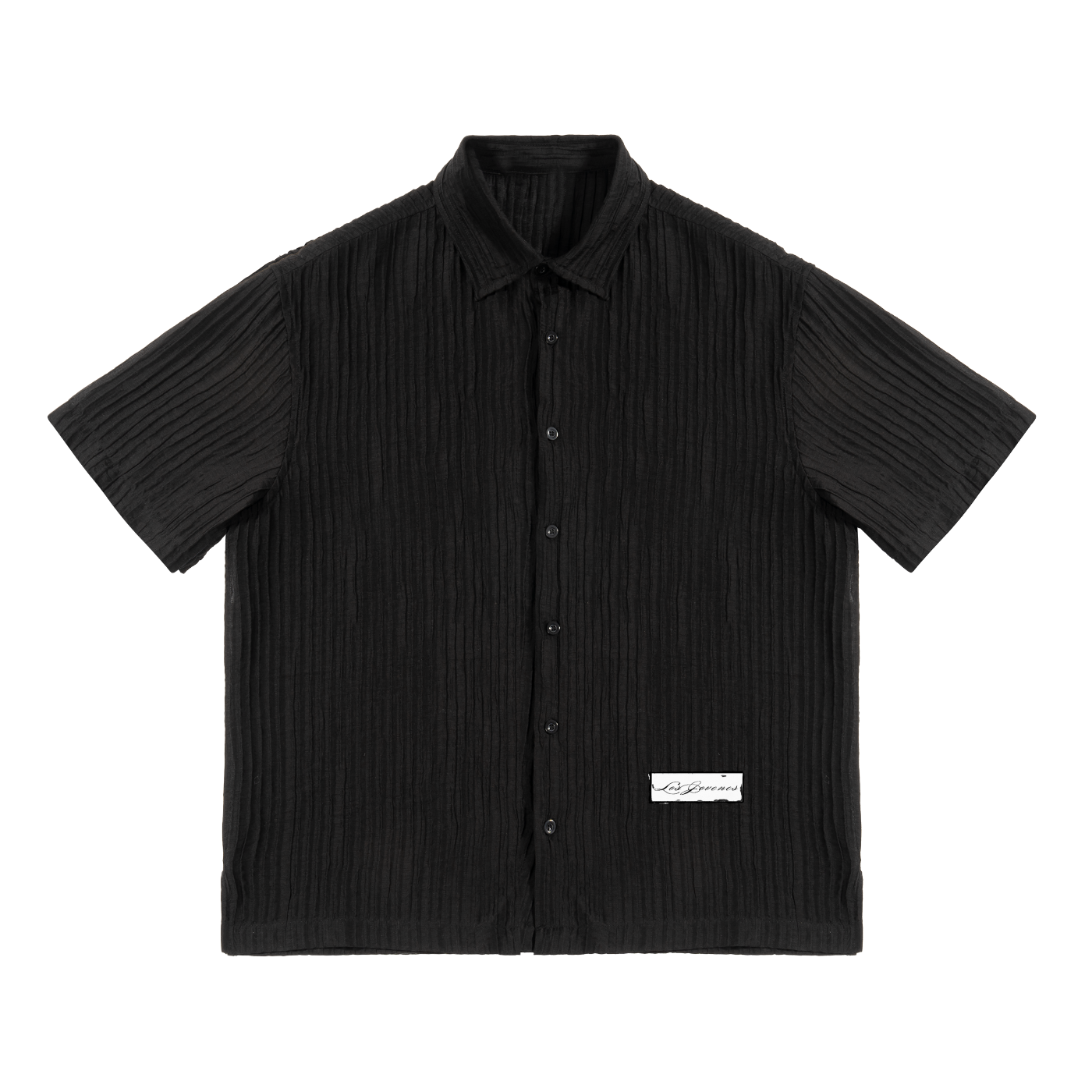 LJ Tag Textured Short Sleeve Button Down
