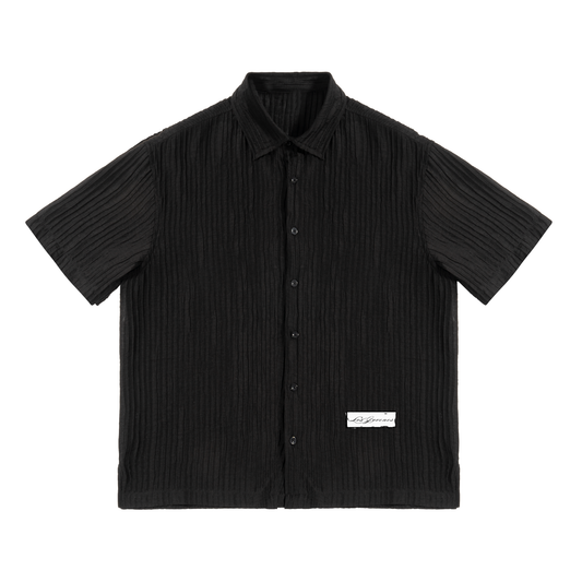 LJ Tag Textured Short Sleeve Button Down