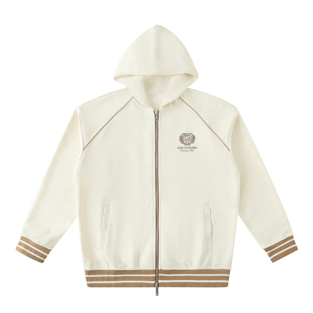 Country Club Striped Trim Zip-Up
