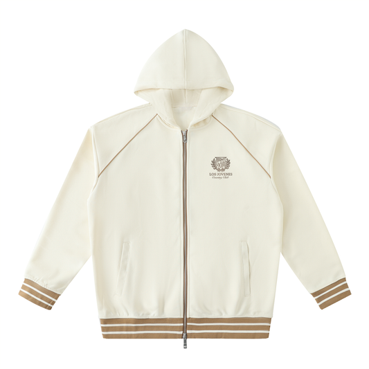 Country Club Striped Trim Zip-Up