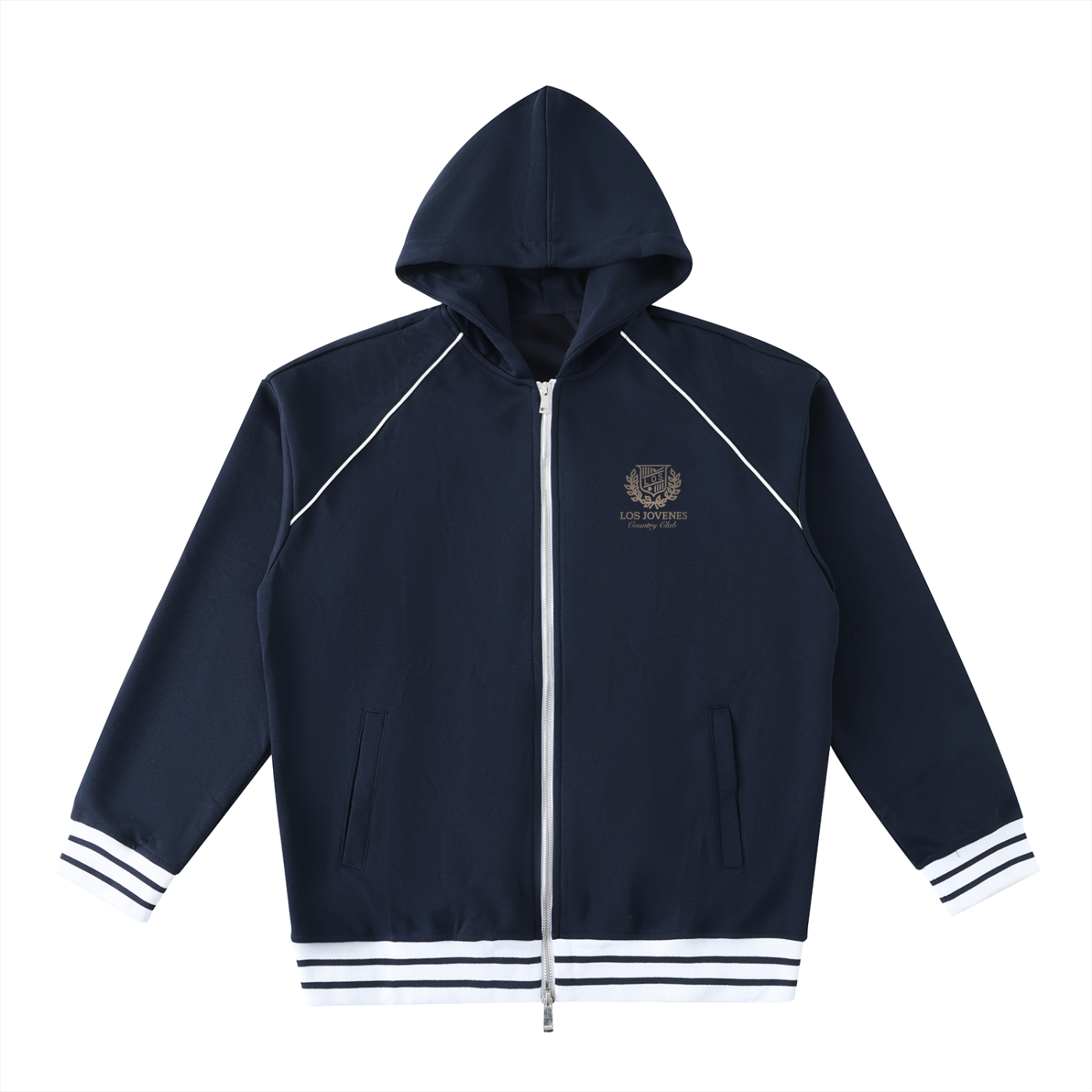 Country Club Striped Trim Zip-Up