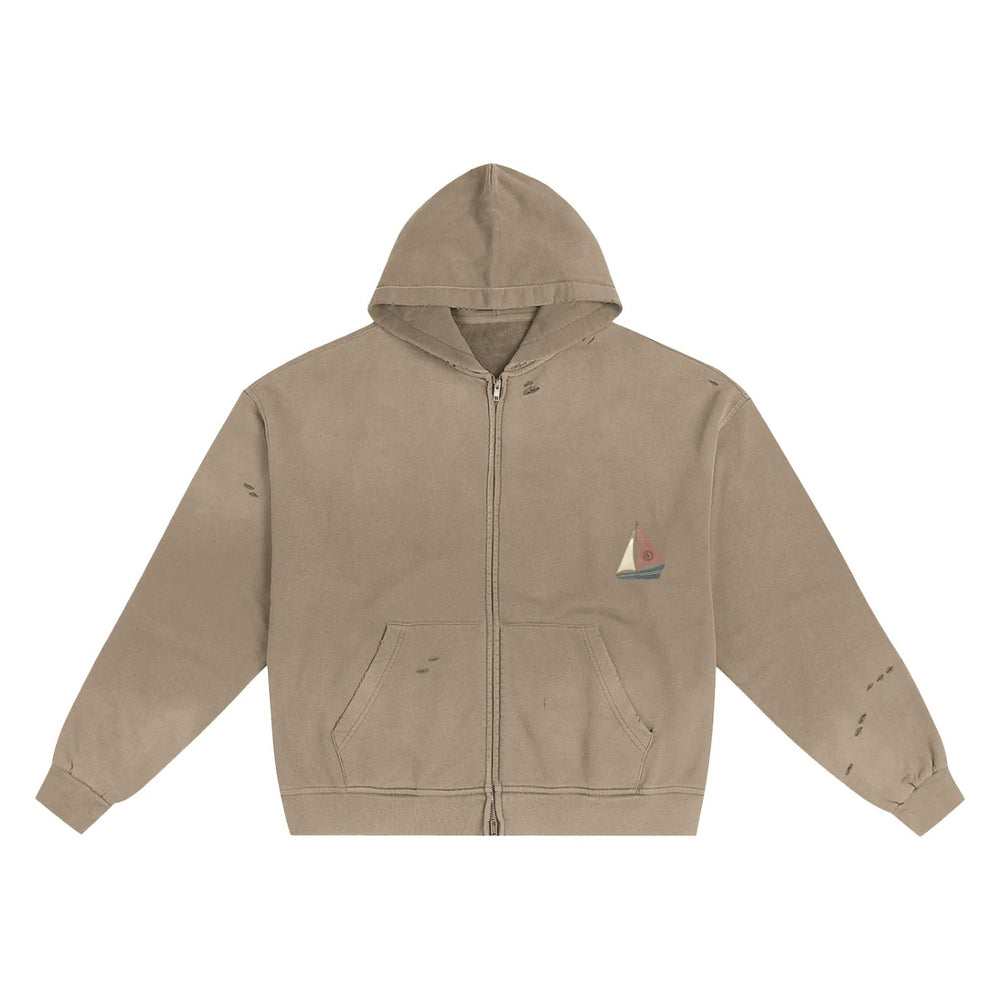 Sailing Ragged Zip Up Hoodie