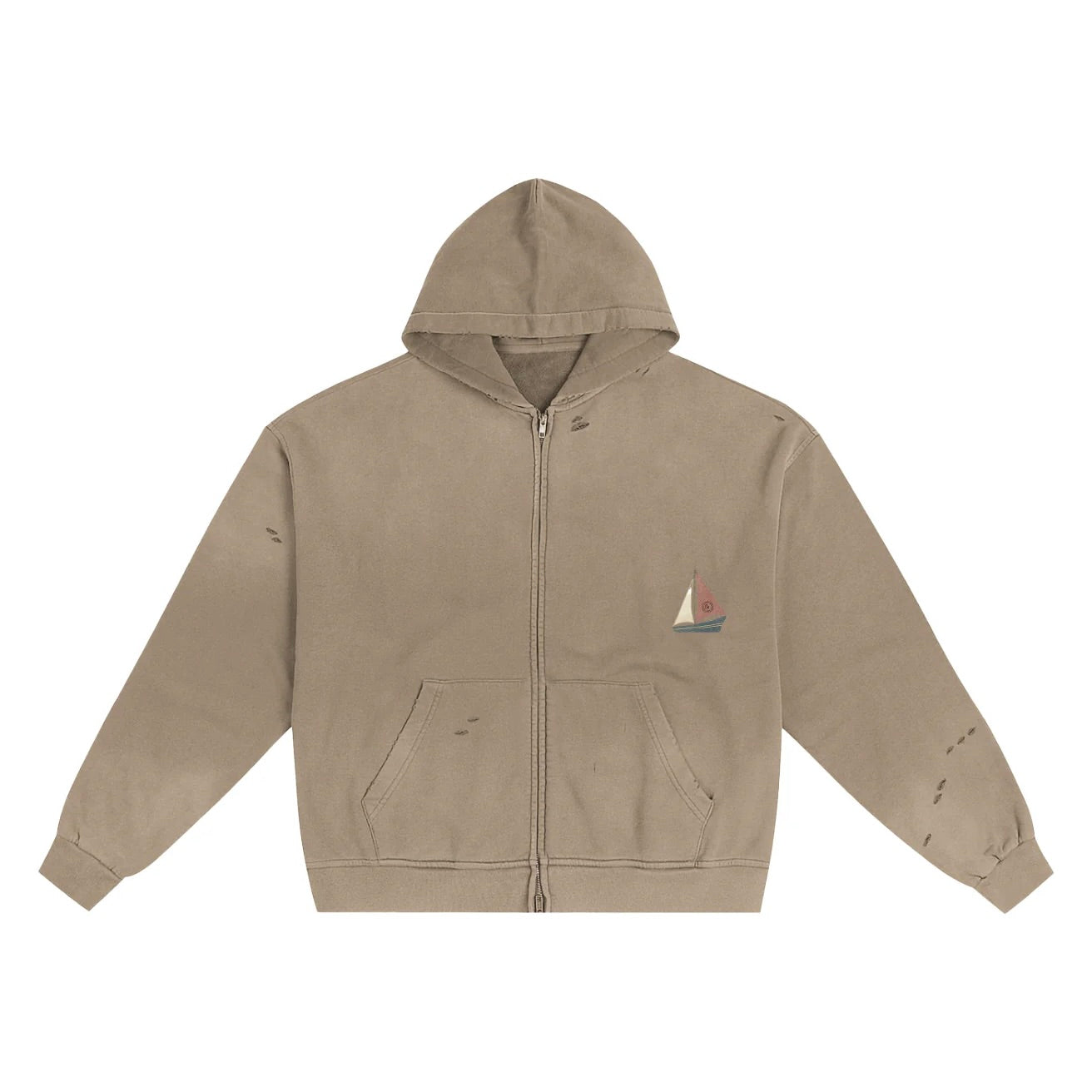 Sailing Ragged Zip Up Hoodie