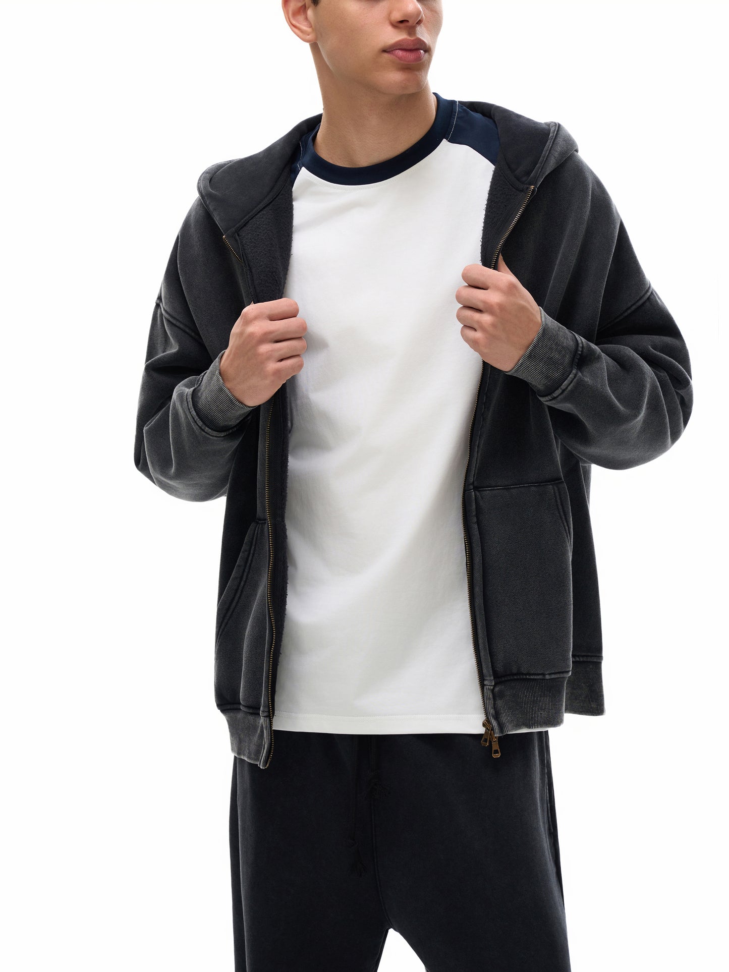 Los Hamptons Washed Zip Up Hoodie