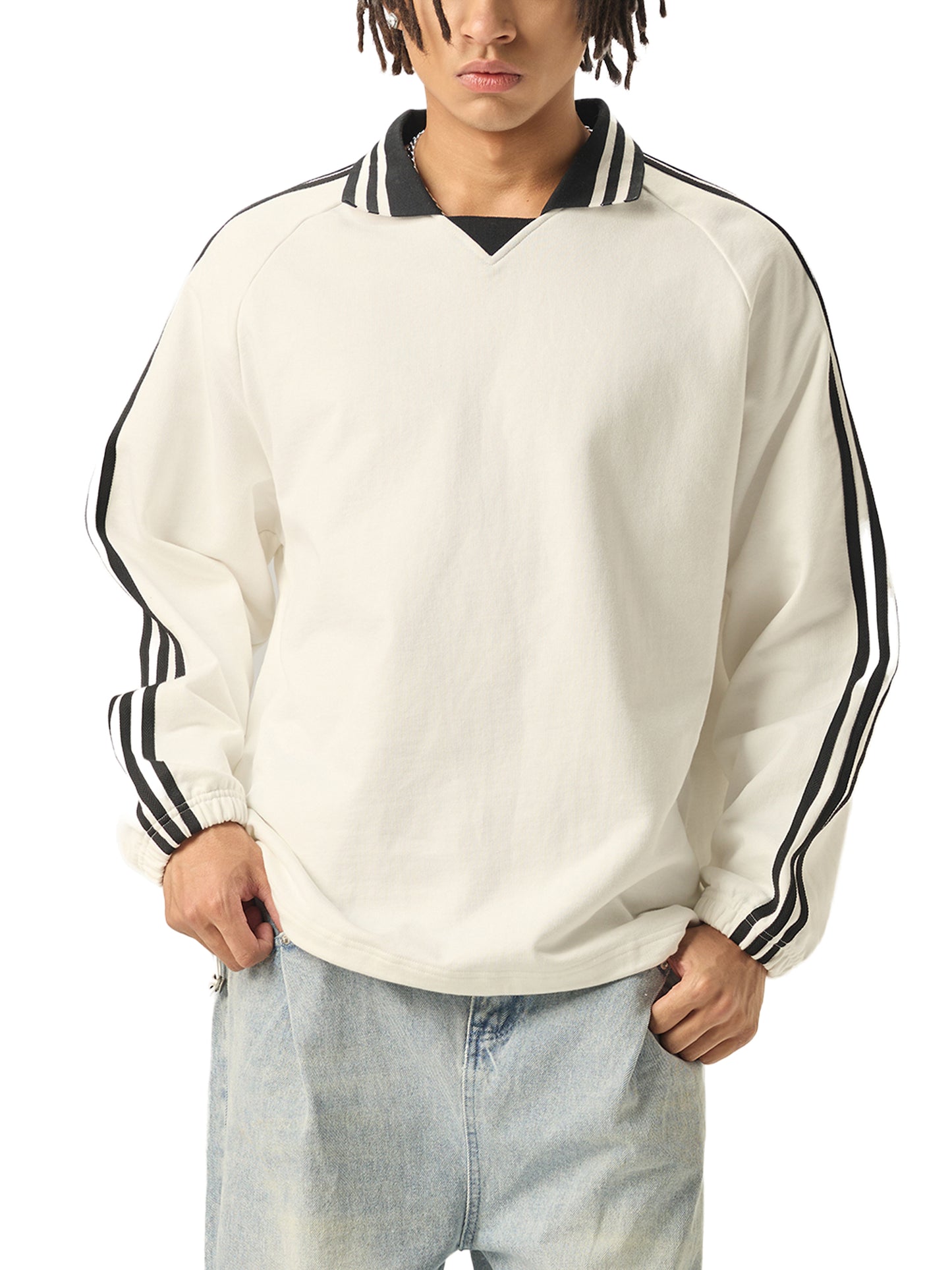 Elevated Basic Two-Tone Long Sleeve Polo