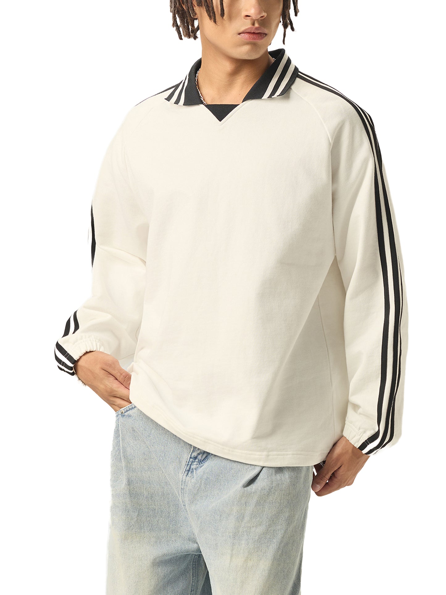 Elevated Basic Two-Tone Long Sleeve Polo