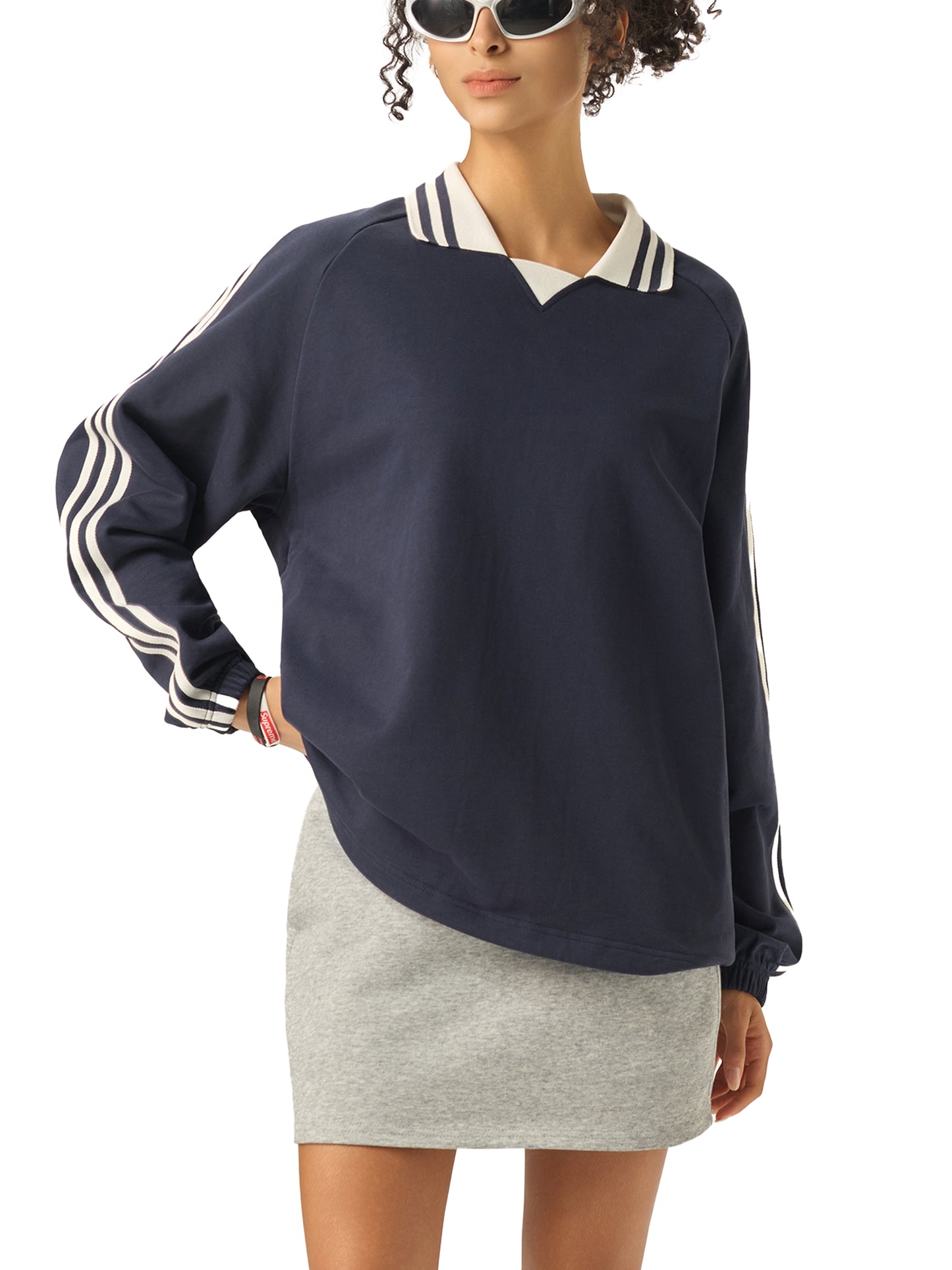 Elevated Basic Two-Tone Long Sleeve Polo