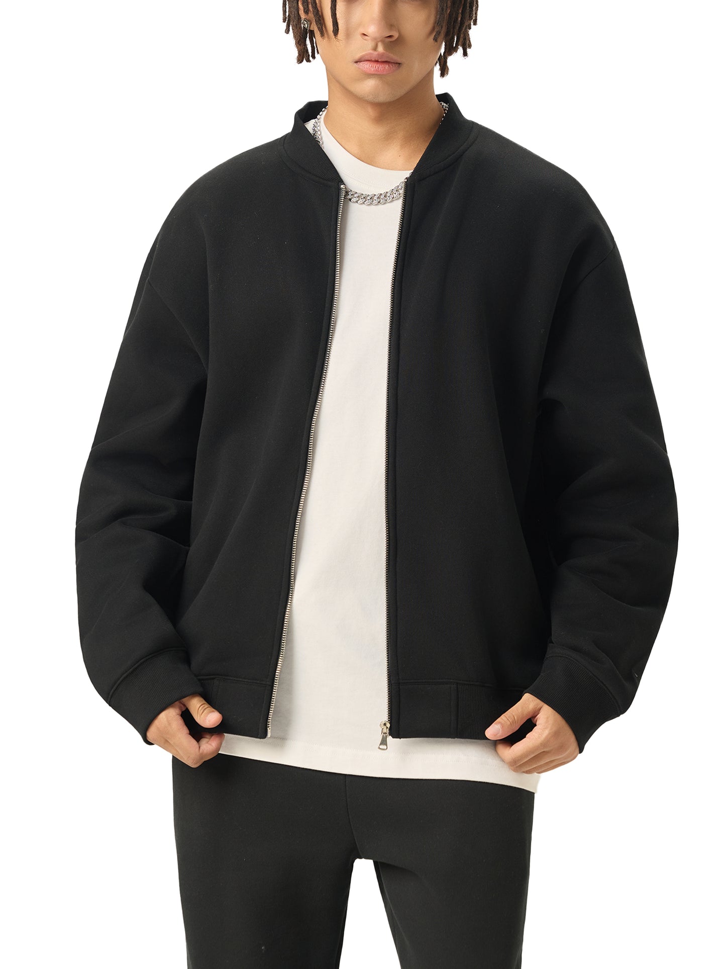 Elevated Basic Zip-Up Fleeced Bomber