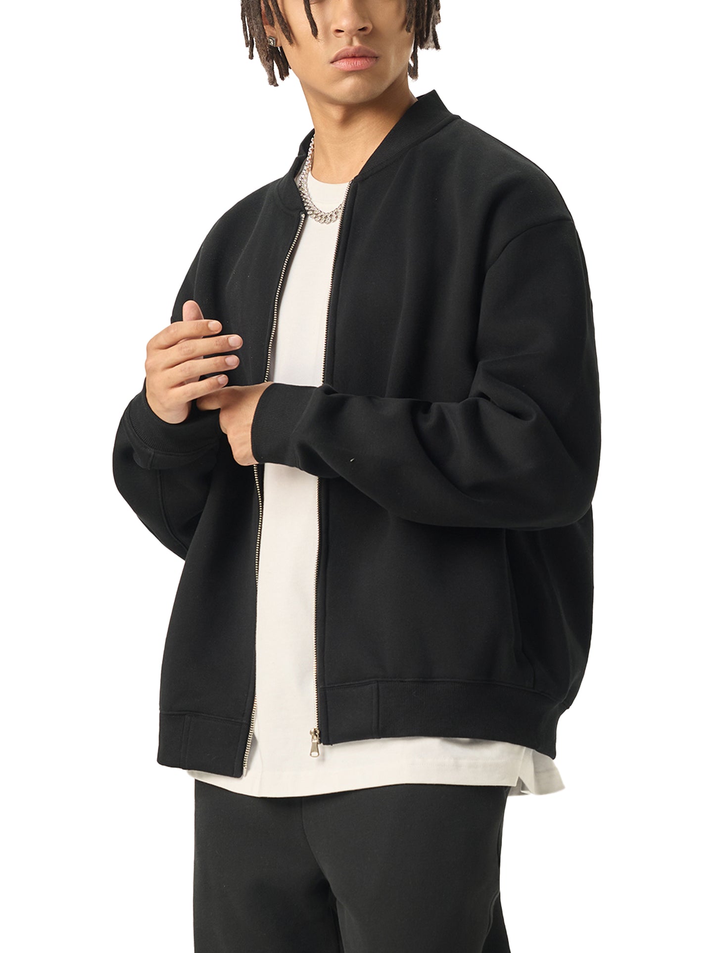 Elevated Basic Zip-Up Fleeced Bomber