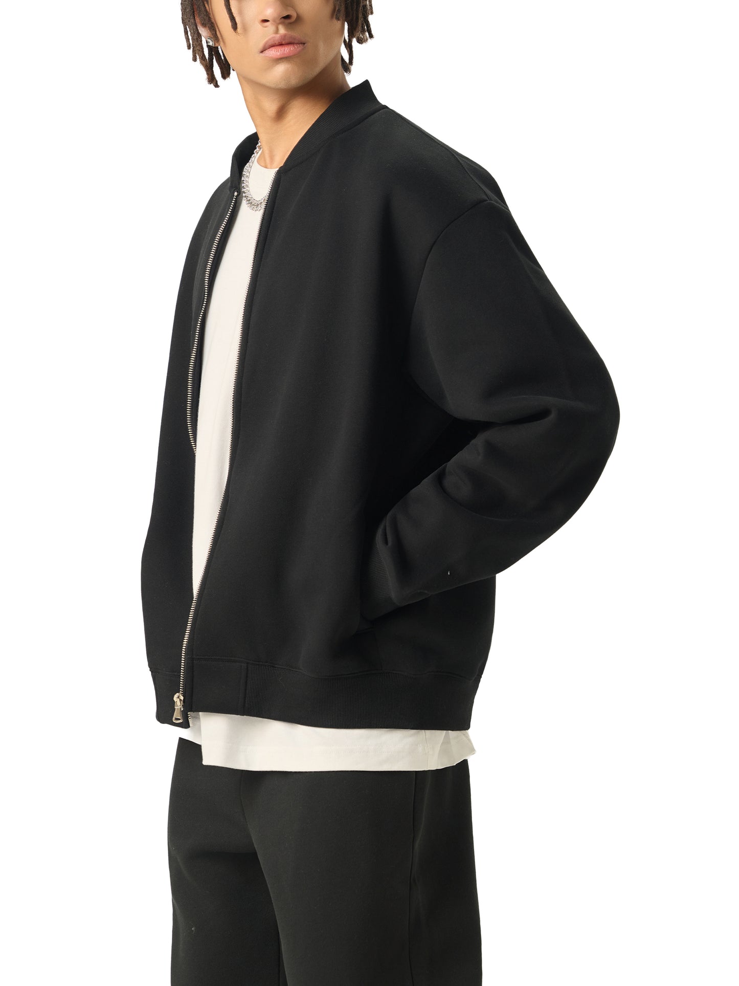Elevated Basic Zip-Up Fleeced Bomber