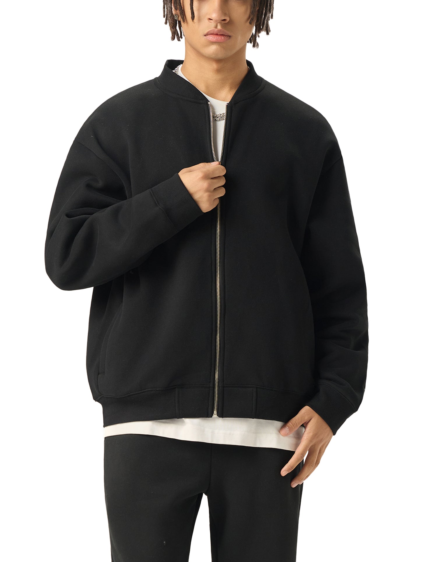 Elevated Basic Zip-Up Fleeced Bomber