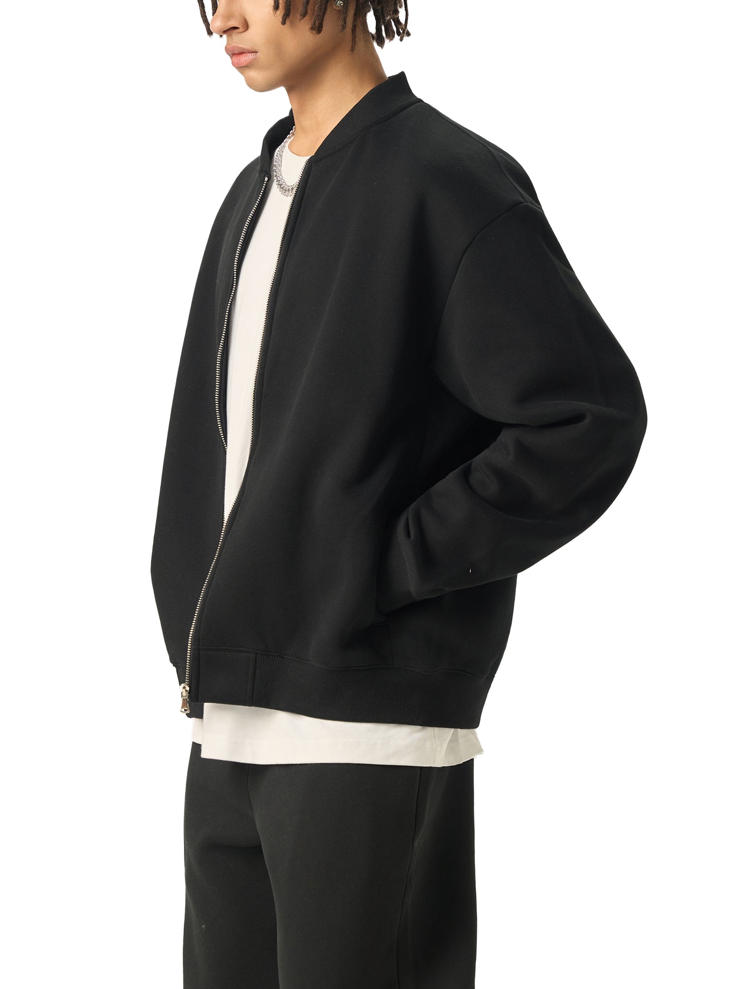 Elevated Basic Zip-Up Fleeced Bomber